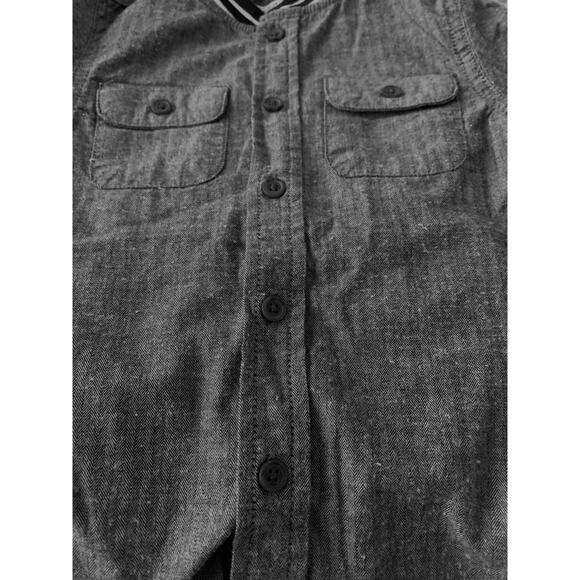 CAT & JACK LONG SLEEVE SHIRT BOYS, 5T GREY, NAVY STRIPED COLLAR, NWOT, 2 POCKETS - Picture 4 of 8